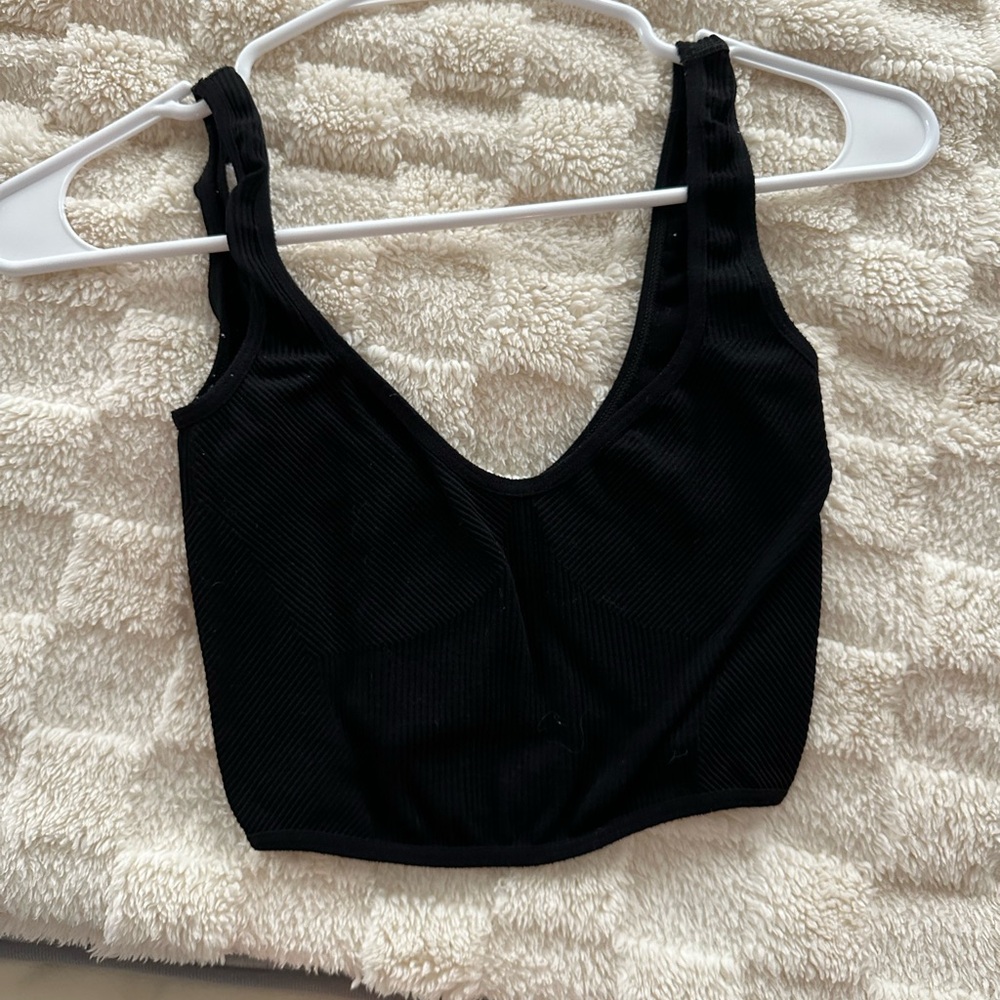 Urban outfitters Black Ribbed Crop Top